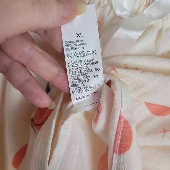 Peaches & Cream Pink Cream Pajama Set Size XL Retro Loungewear Satin Trim - Picture 9 of 13